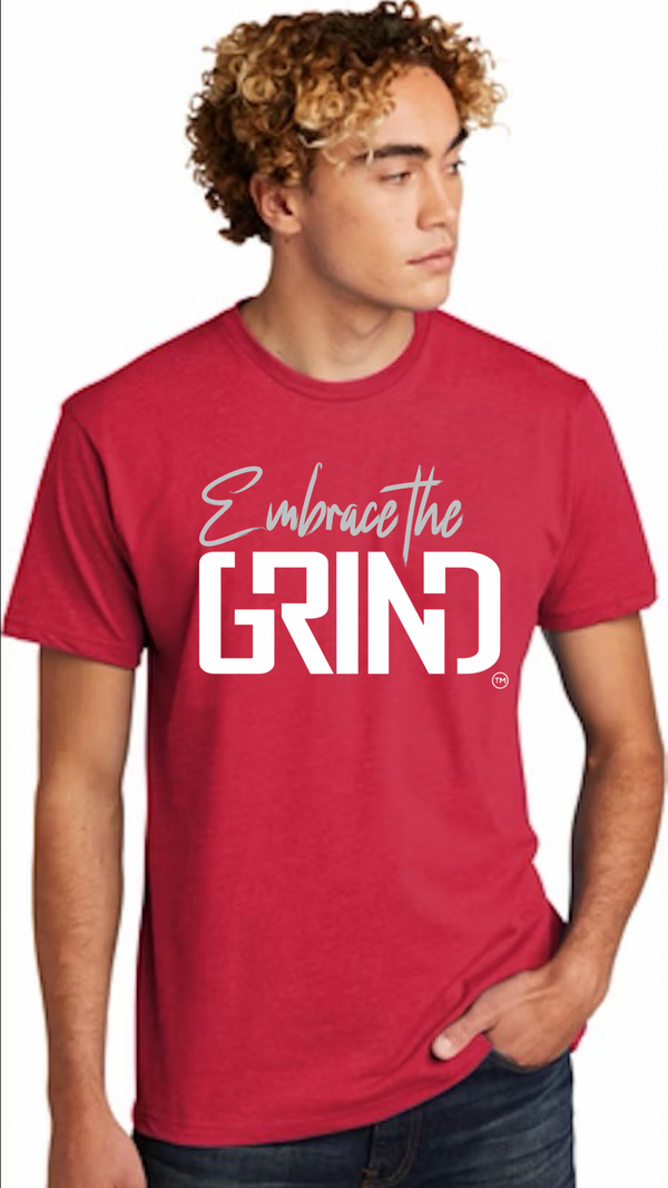 Embrace the GRIND Tee shirt Cardinal/Silver/White