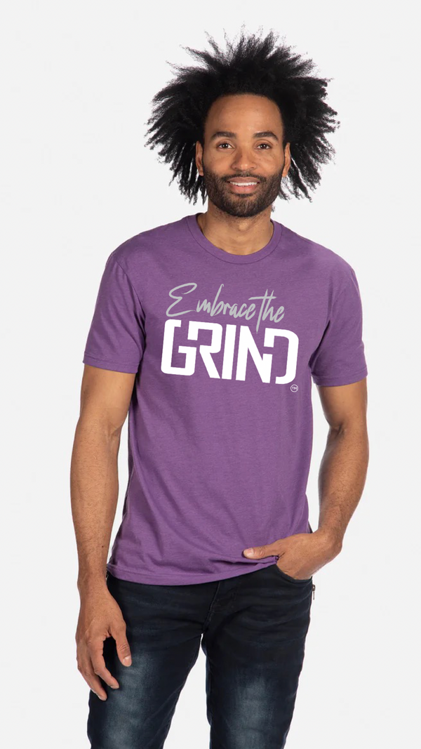 Embrace the GRIND Tee shirt Royal Purple/SIlver/White