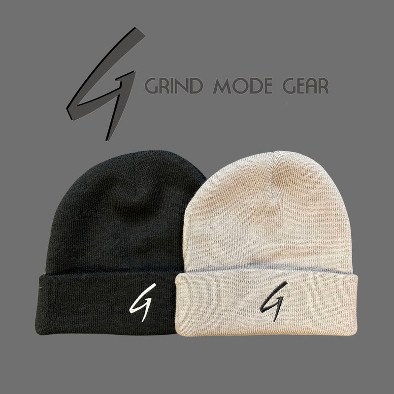 Grind Mode Gear Knit-Cuff Beanie (Grey/black)